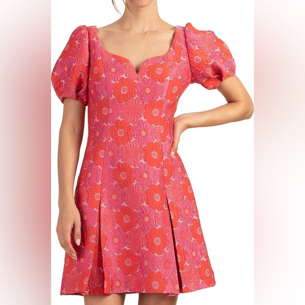 Trina Turk Devi Floral Puff-Sleeve Minidress